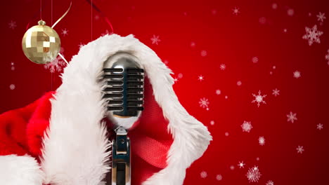 microphone and santa hat