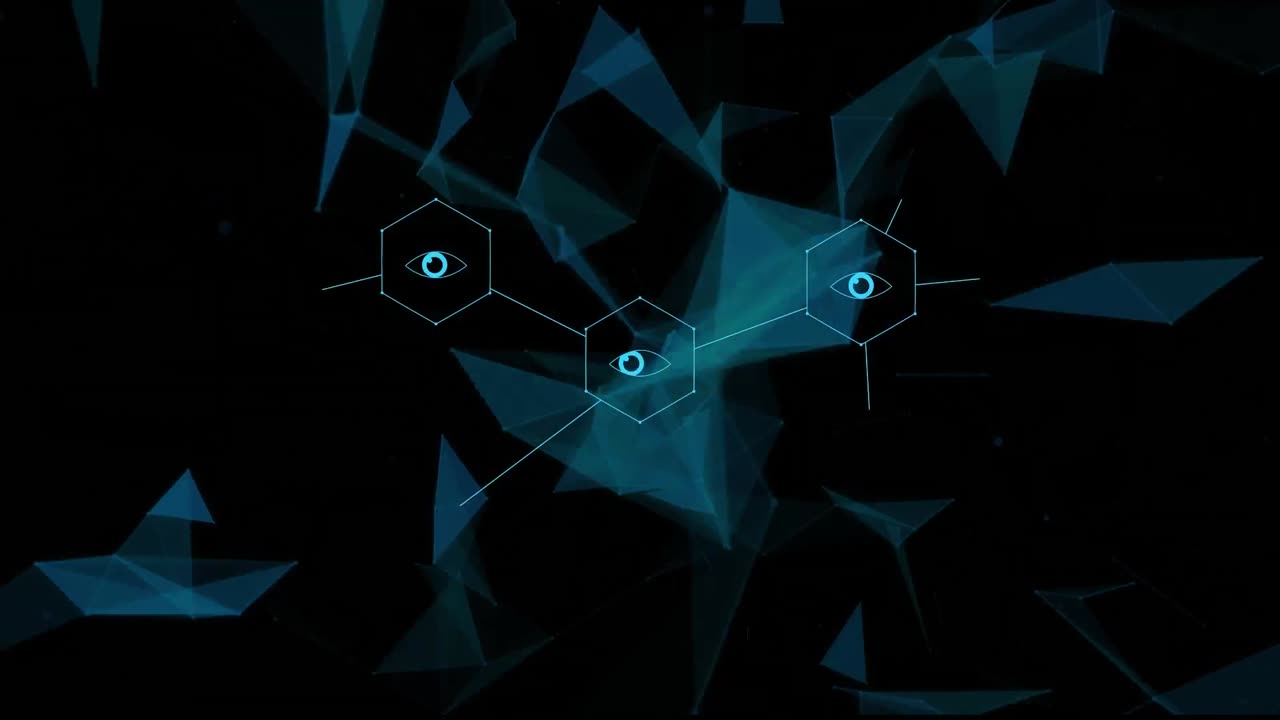 Animation of medical icons and data processing on black and blue background