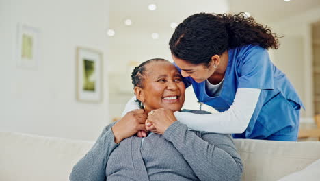 retirement, embrace and elderly woman