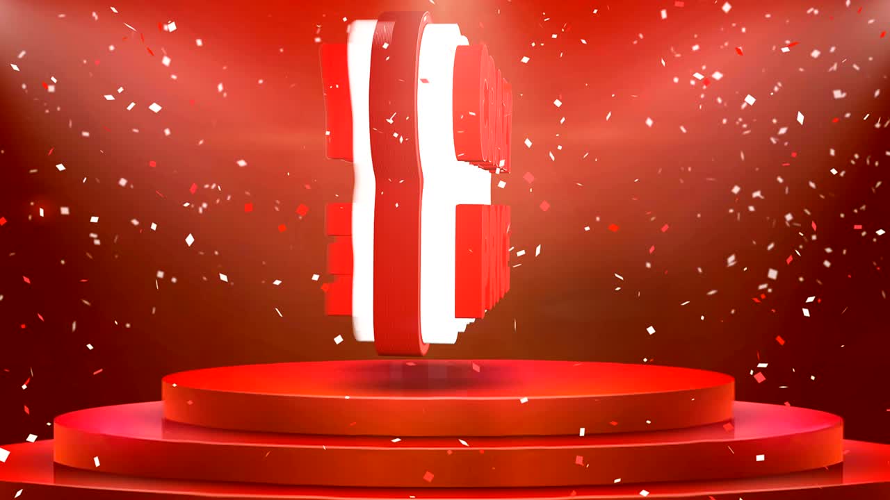 미치광이 가격 텍스트 애니메이션 무대 포디움 콘페티 루프 애니메이션