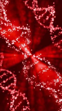 3d animation of red colored dna helix moving in loop