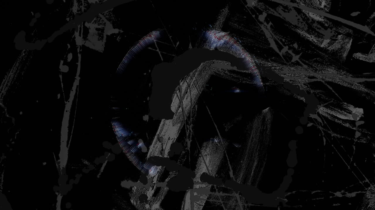 Black and white pattern with circular and linear animation elements