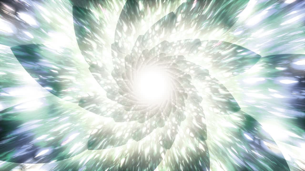 bellissima luce meditativa verde e blu spazio astratto fiore di loto sfondo a spirale