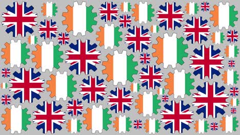 banderas británicas e irlandesas girando en el fondo