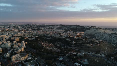 jerusalem city aerial view with the holy places, sunset