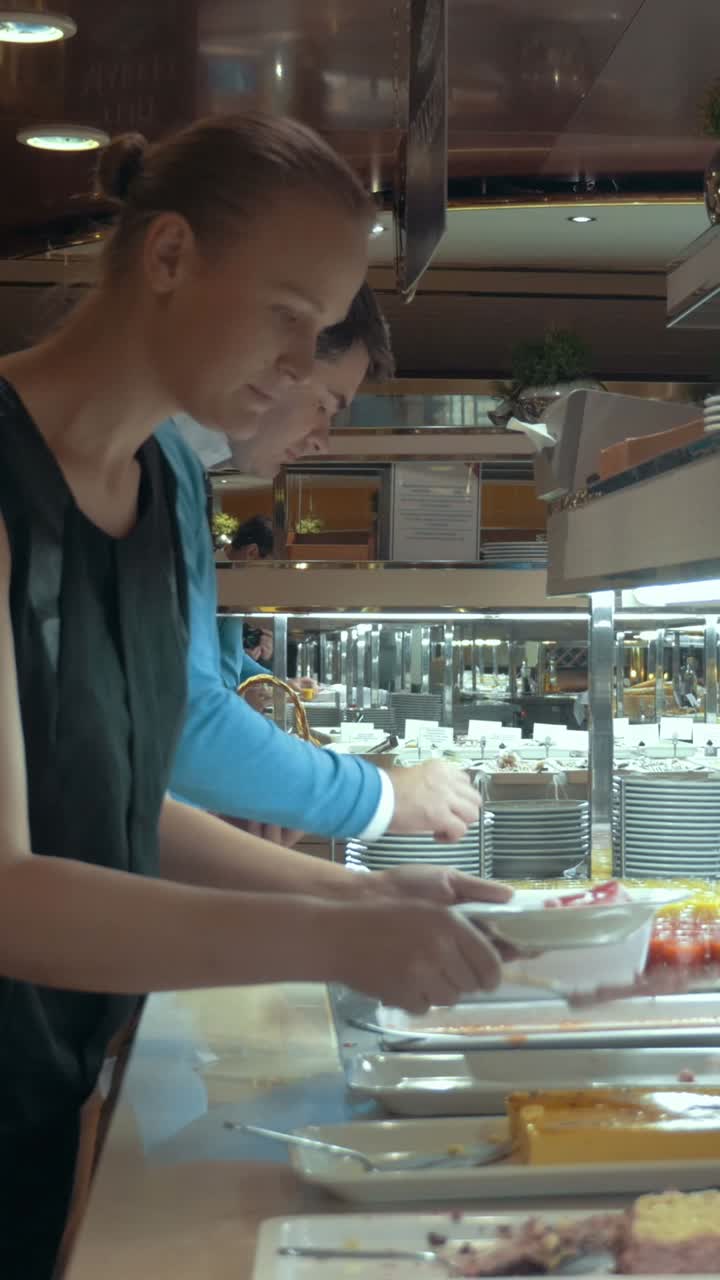 People enjoying a buffet
