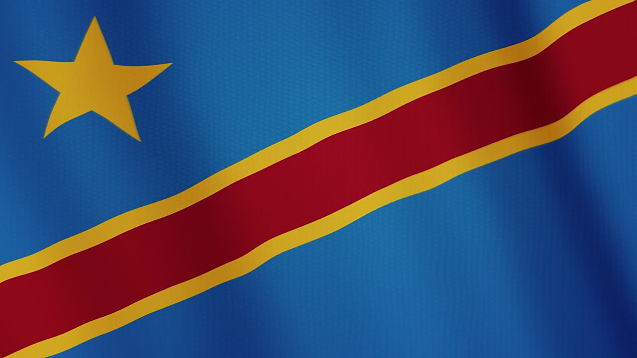 la bandera de la república democrática del congo agitando animación. pantalla completa. símbolo del país