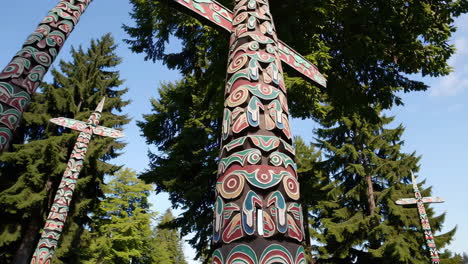 colorful totem pole in a park