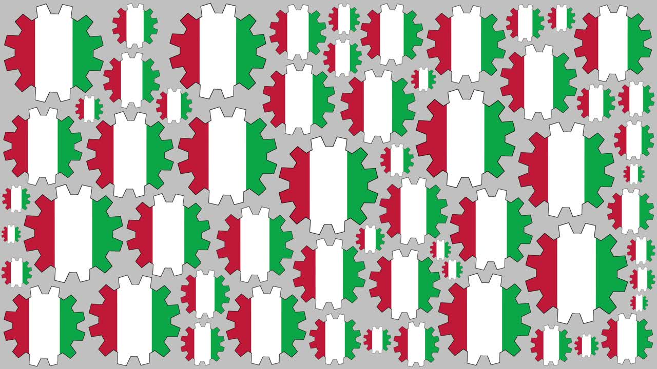 el fondo giratorio de las engranajes de la bandera italiana