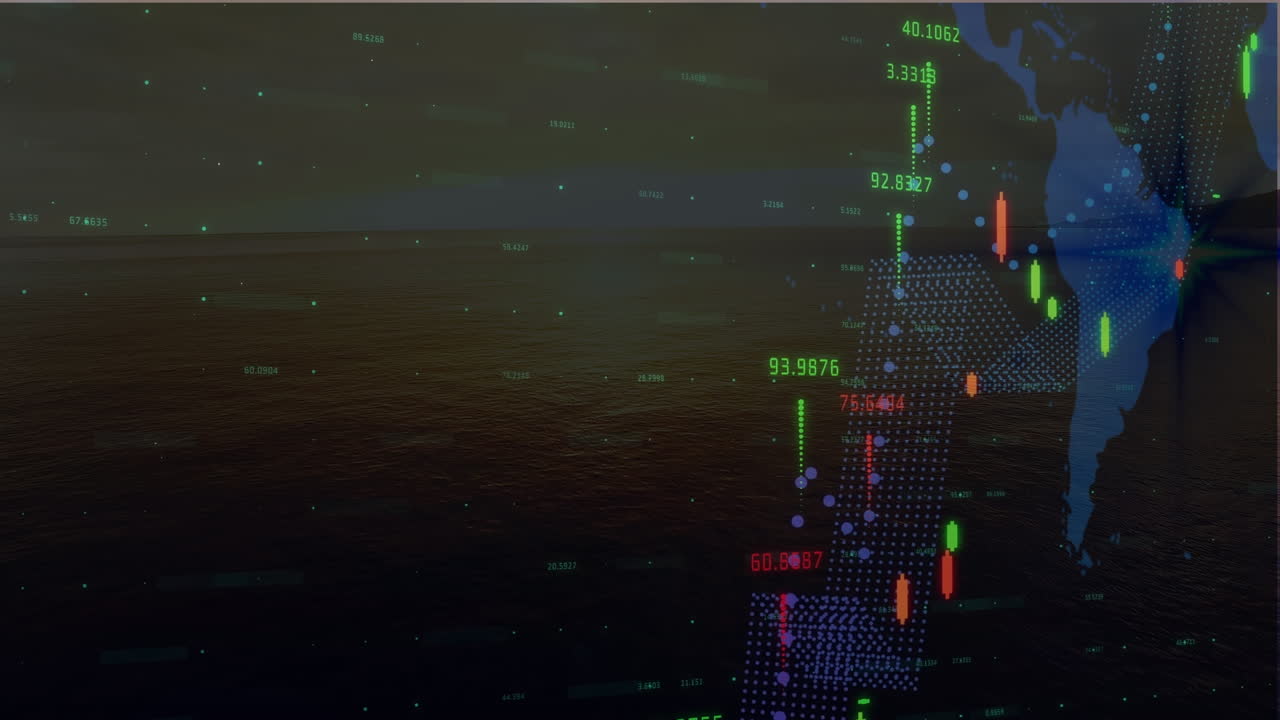 animación del procesamiento de datos en el mar
