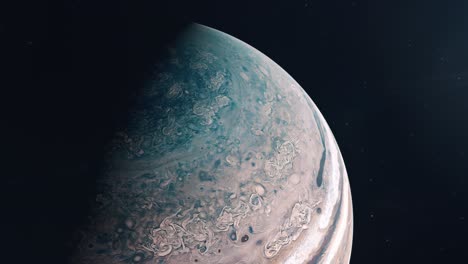 close shot of the gas giant jupiter from above