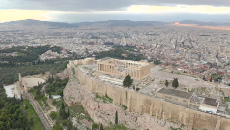 point of interest aerial shot around the acropolis of athens during the morning