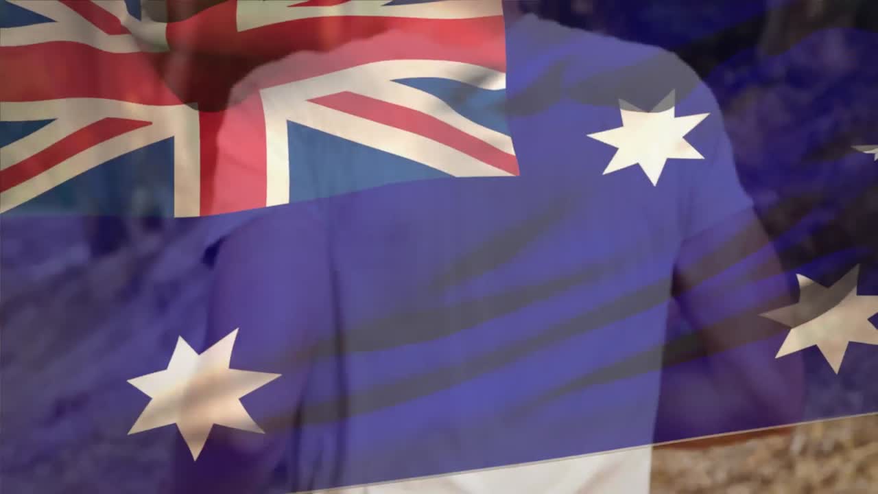 다양한 남성 군인 위에 오스트레일리아  ⁇ 발의 애니메이션