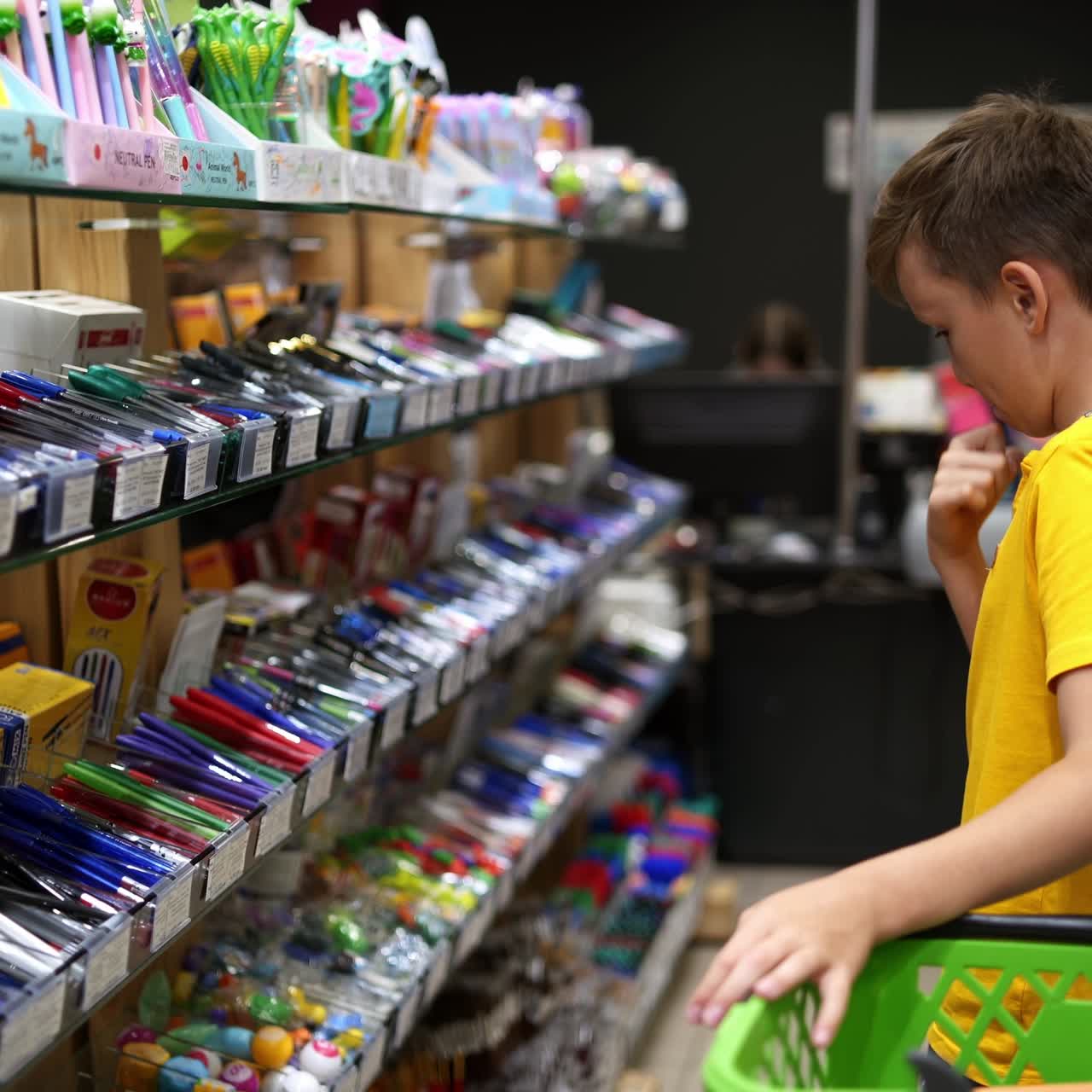 Child with school stationery