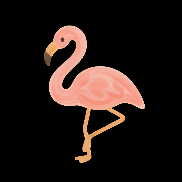 Animated Pink Flamingo Standing on One Leg