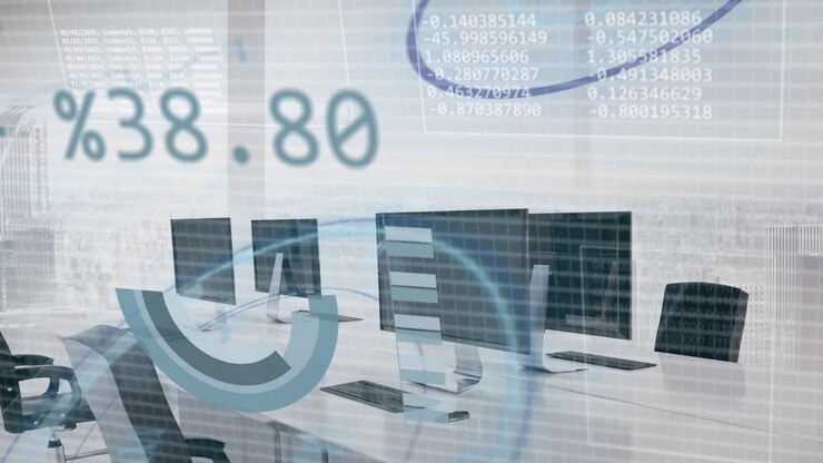 Animation of financial data processing over office