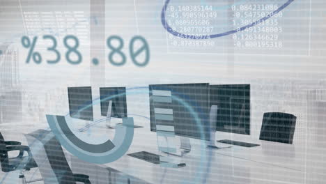 animación del procesamiento de datos financieros en la oficina