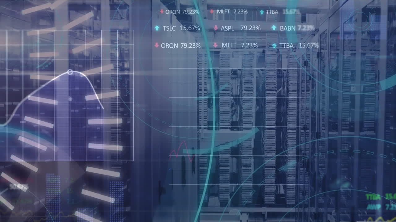 Animation of data processing over server room