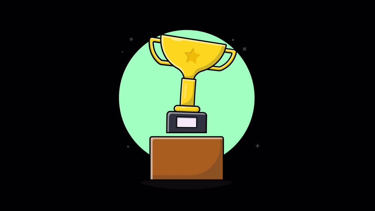 Animated Golden Trophy Award Appearing on Pedestal
