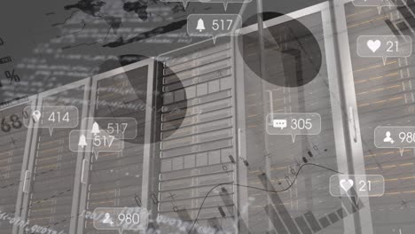 animación del procesamiento de datos en la sala de servidores