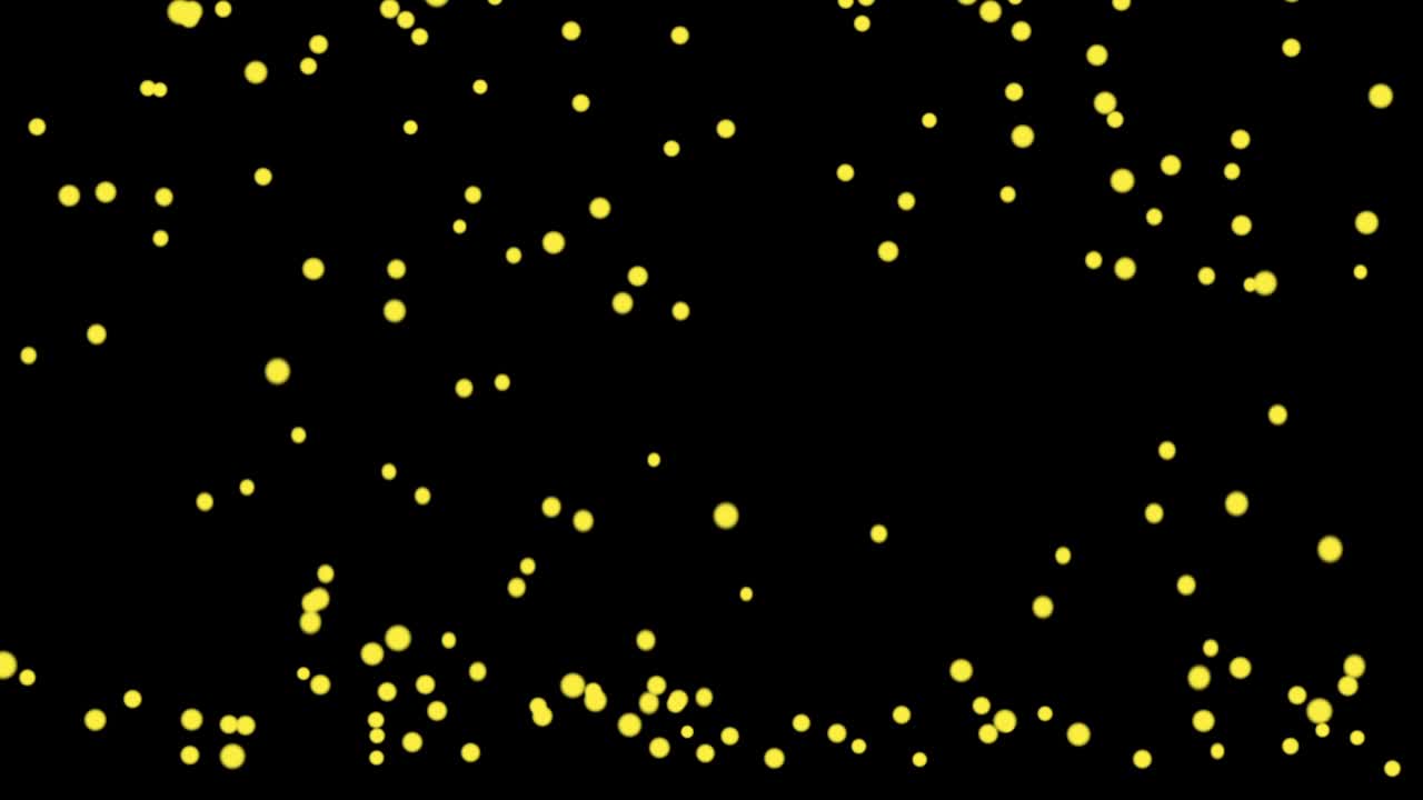 노란색 반이는 공은 검은색 배경에서 움직이는 지상 애니메이션에 반사됩니다.