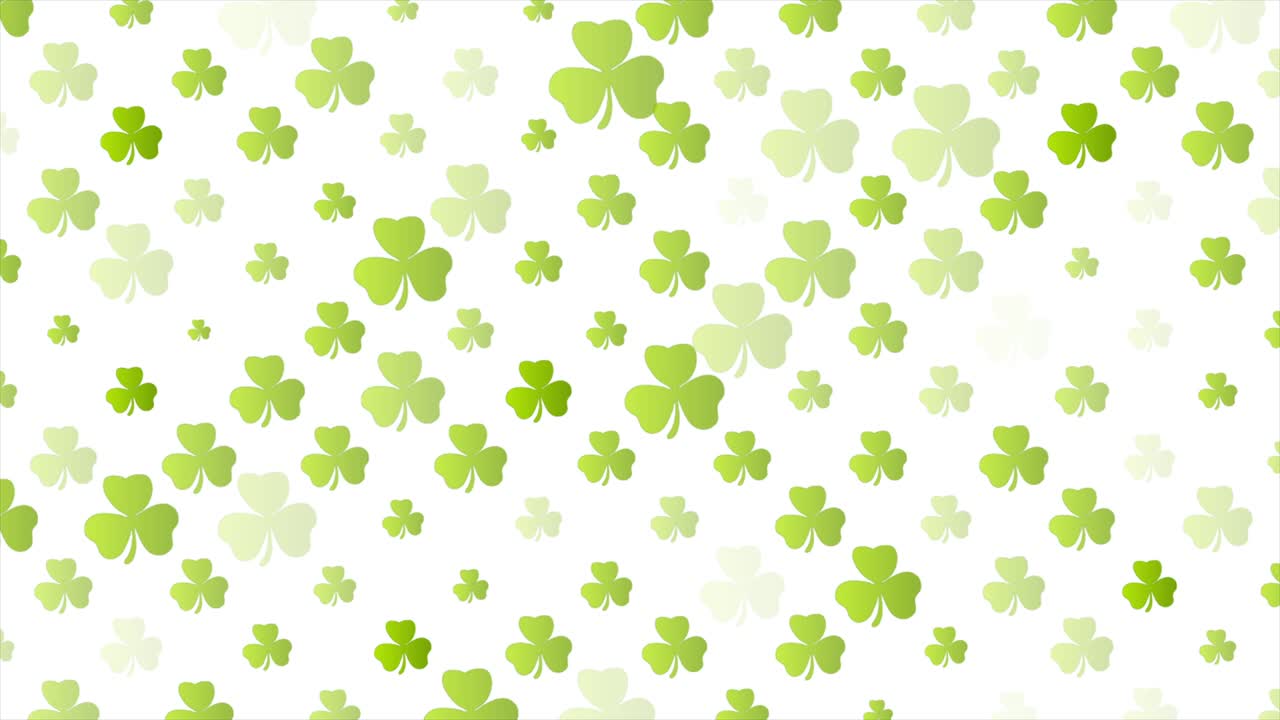 st. patrick's day, un fondo de movimiento abstracto y brillante con hojas de trébol.