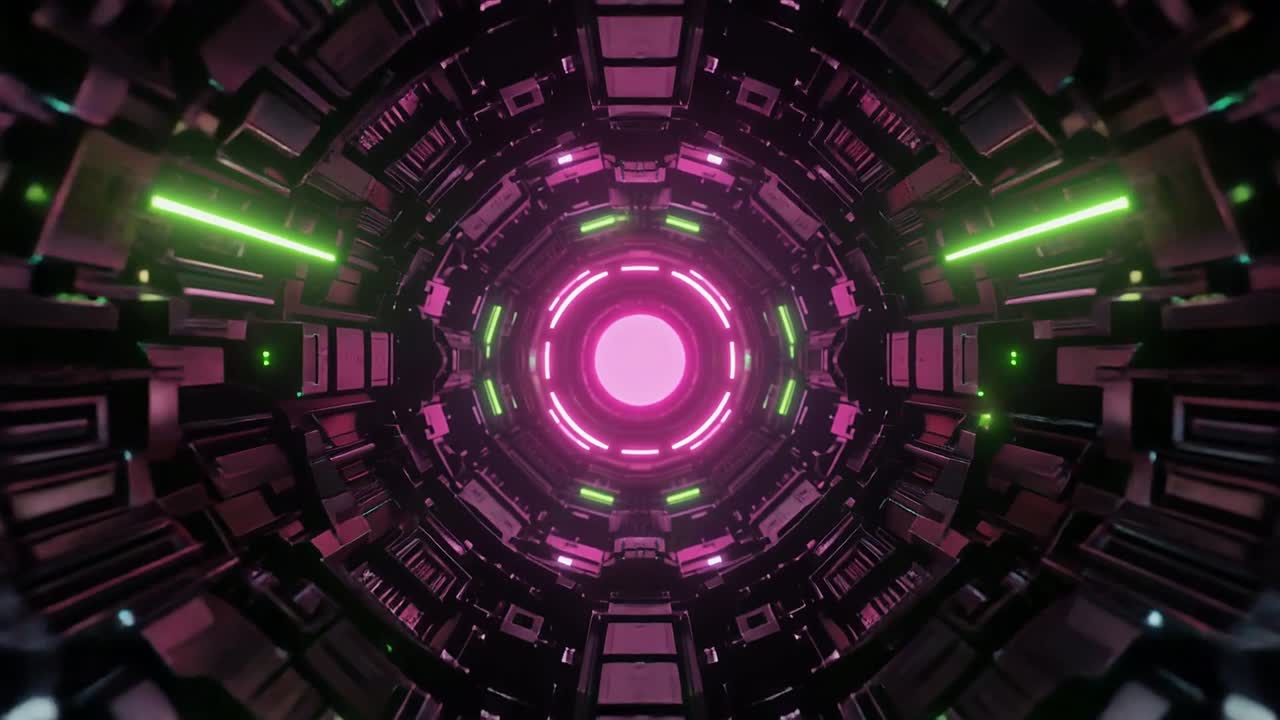 Abstract Tunnel futuristico con luci al neon incandescenti