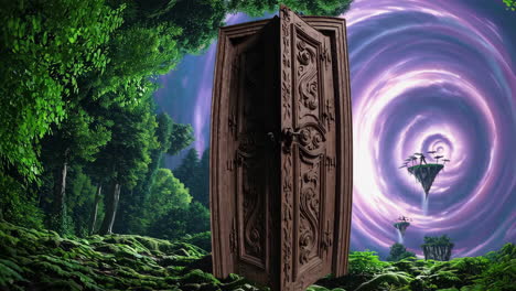 ornate door to a mystical vortex landscape