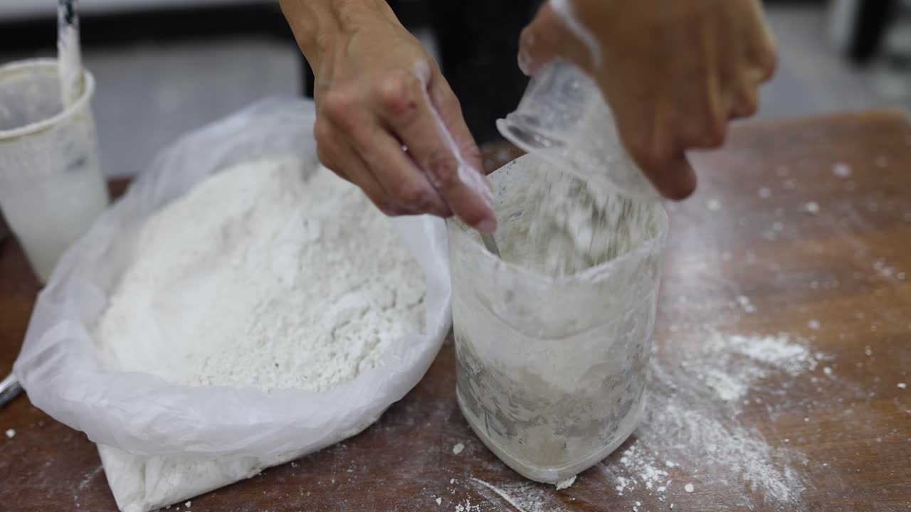Preparing flour for baking