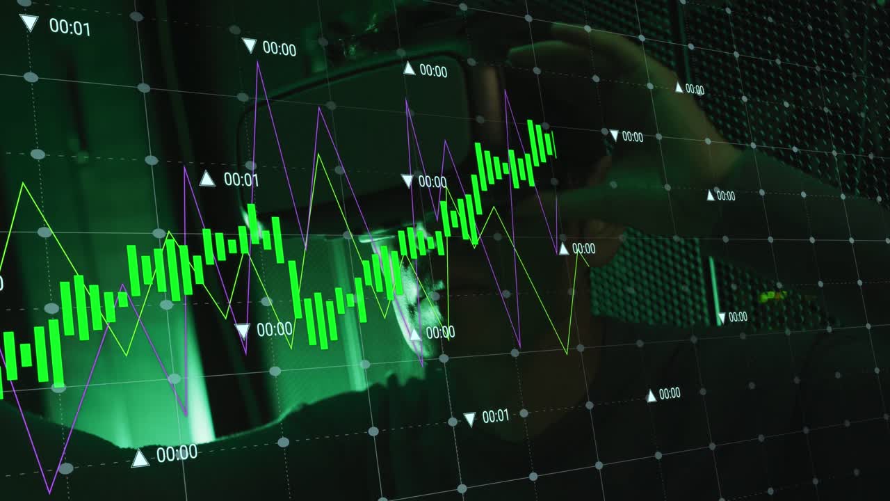 서버  ⁇ 에서 vr 헤드 ⁇ 을 사용하는 아프리카계 미국인 남성의 데이터 처리 애니메이션