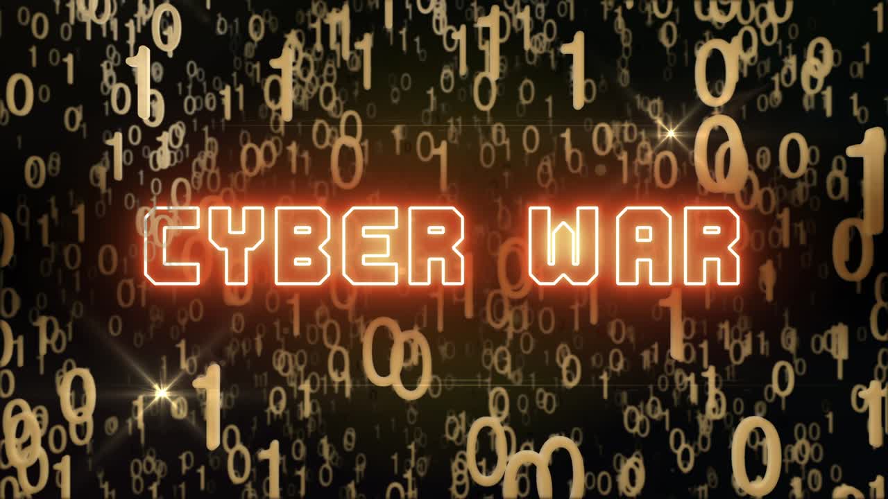 디지털 코드와 함께 황금 사이버 전쟁 개념