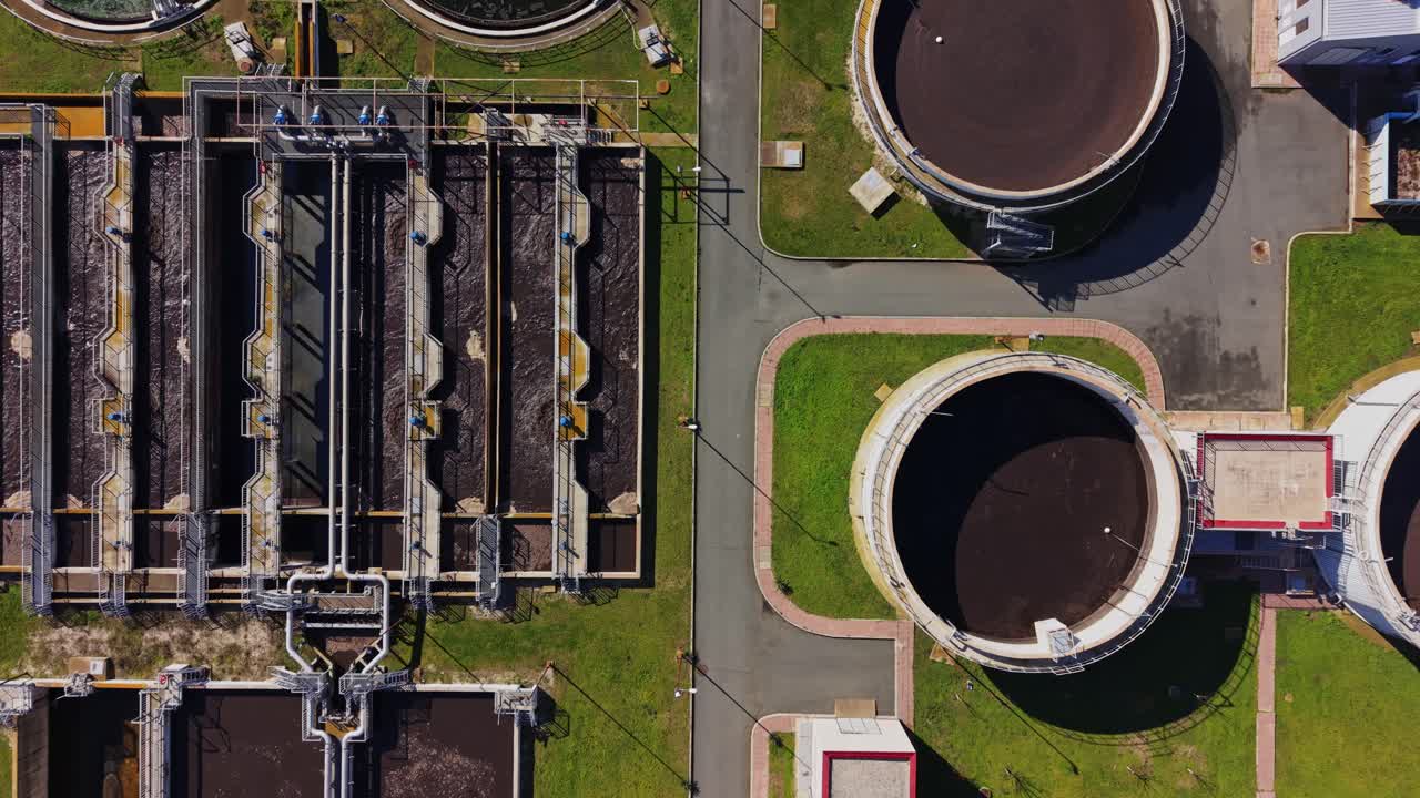 Water treatment facility layout showing tanks and machinery