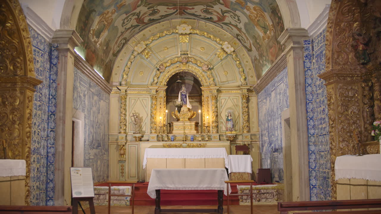 our lady of sorrow chapel in central portugal slow motion wide shot