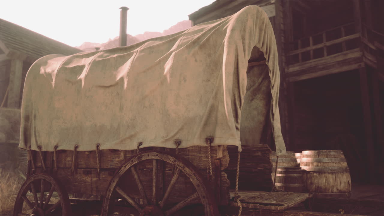 국경 마을의 오래된 서쪽 인 마차