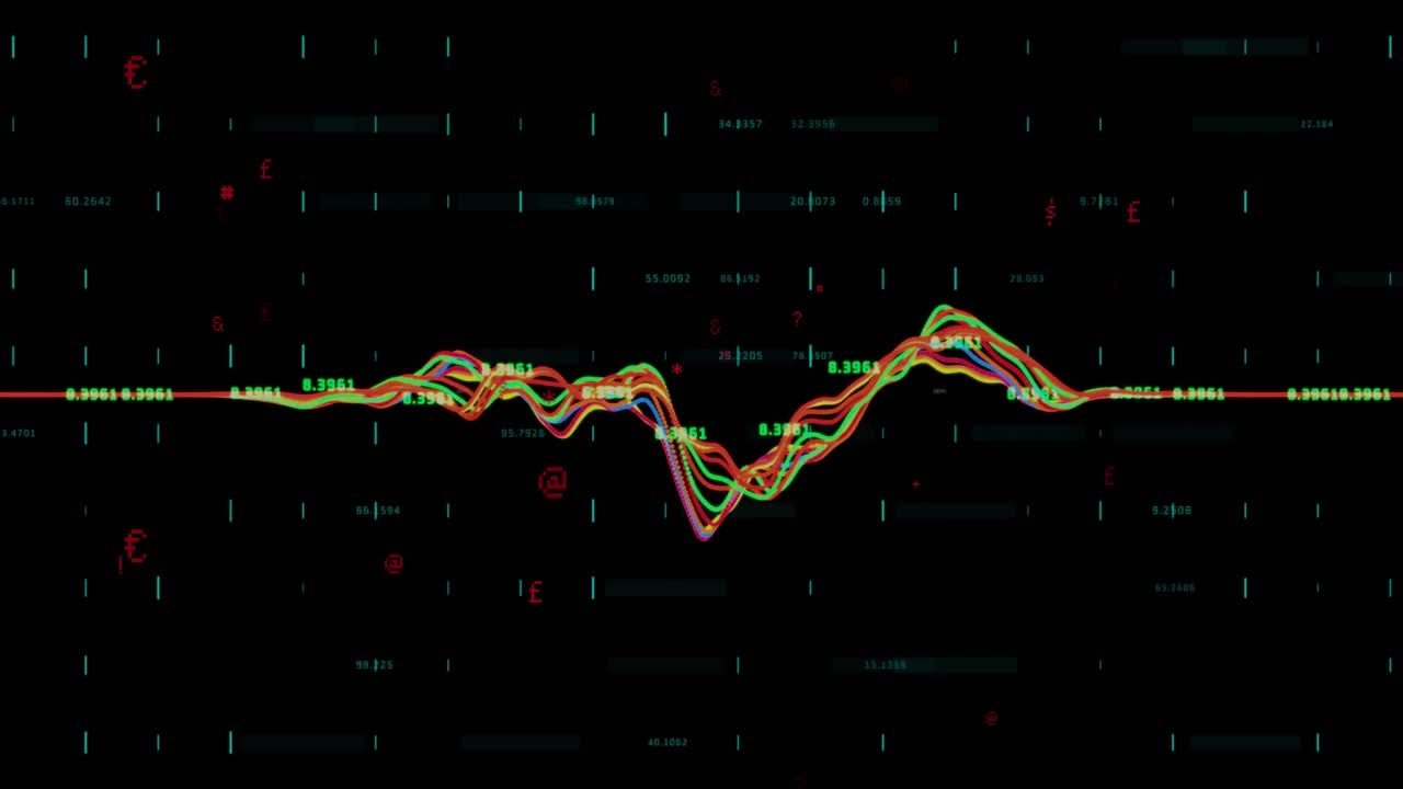 Animation of data processing over black background