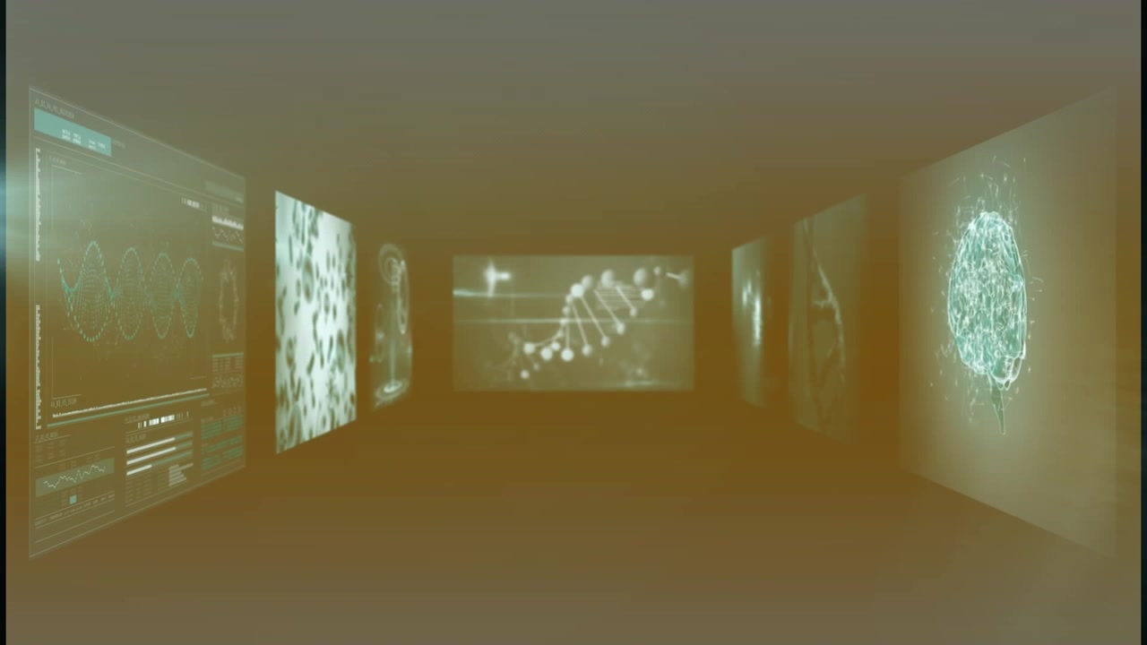 Animazione di interfacce digitali con elaborazione dati.