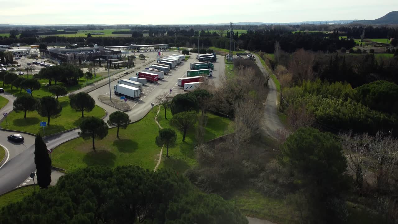 Truck Parking Lot with Greenery