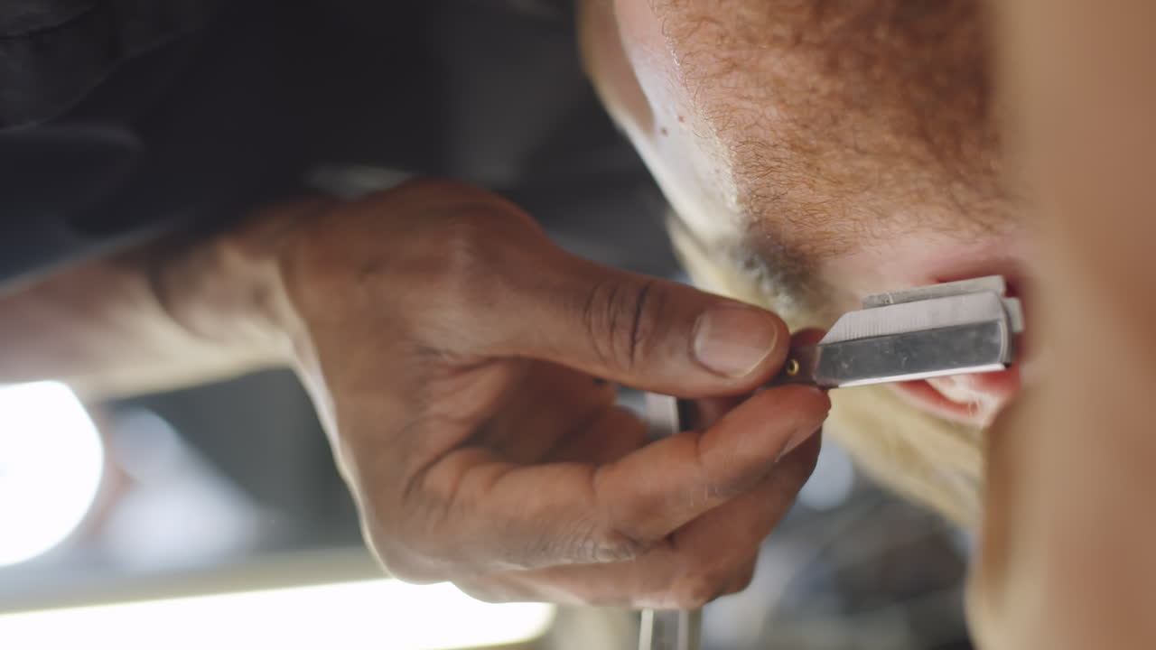 Shaving Beard with Straight Edge Razor