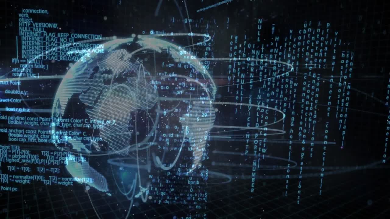 globo giratorio y líneas alrededor del globo