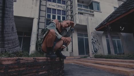 urban fashion in an abandoned building