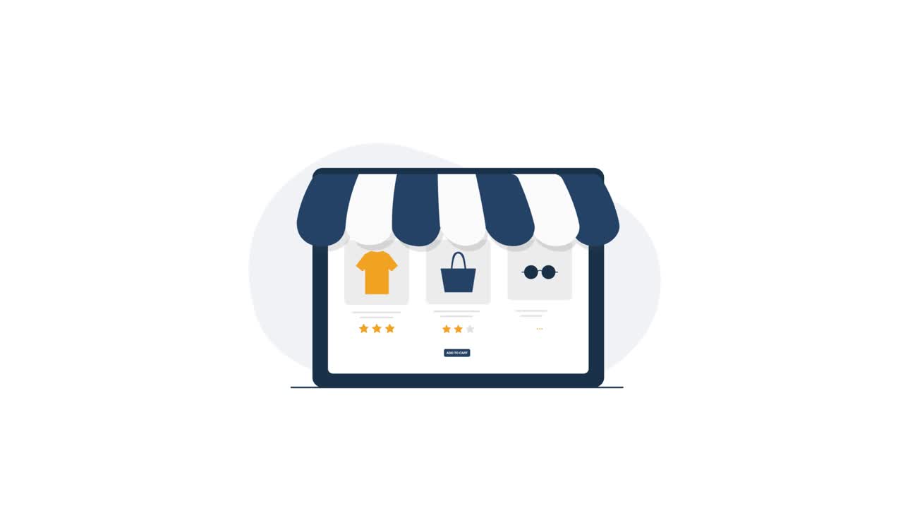 Animated Illustration of an Online Store on a Tablet