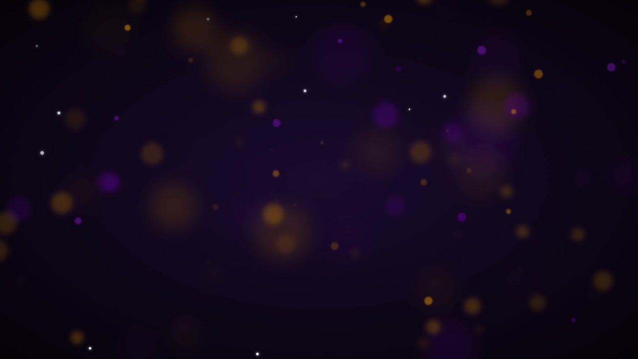 Abstract Background with Floating Golden and Purple Bokeh Particles