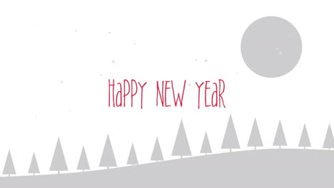 Animated-closeup-Happy-New-Year-text-with-mountains