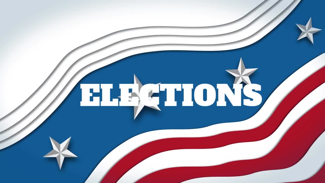 animación de una palabra elecciones sobre una bandera de los estados unidos
