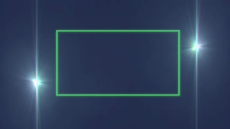 animación de marco de neón verde parpadeante con espacio de copia en fondo azul