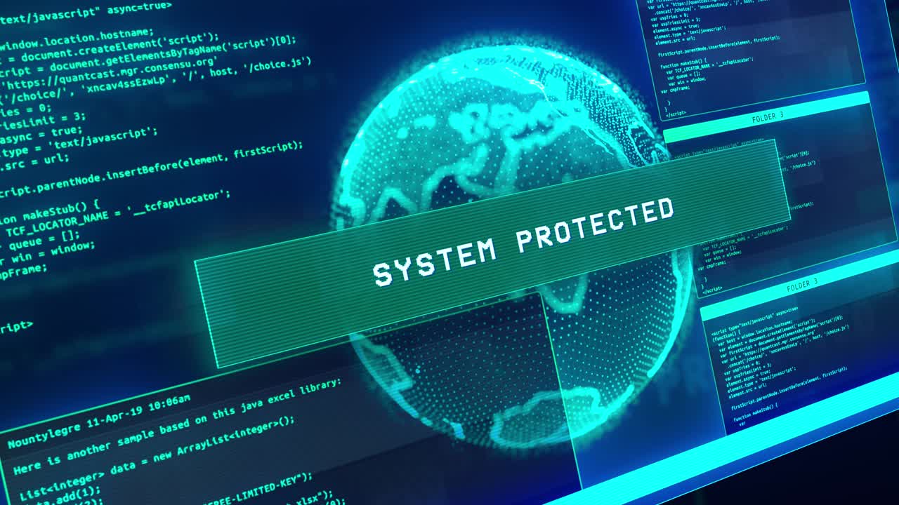 System Protected and Earth Connections Network Animation Background Loop.