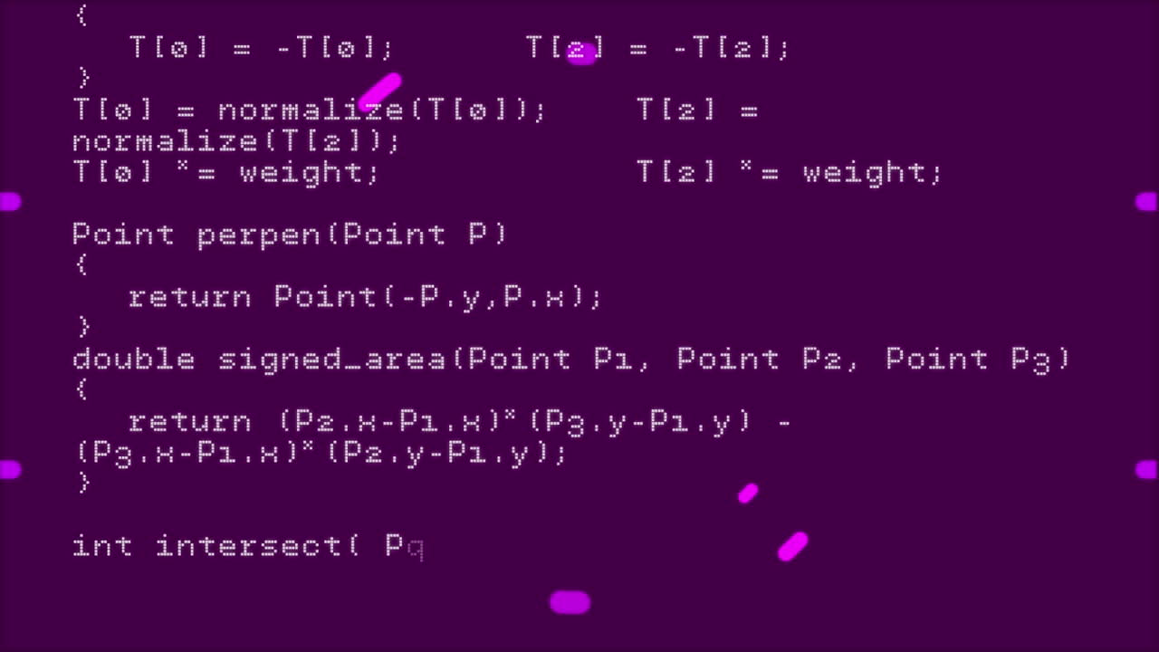 Animation of data processing over purple scope scanning