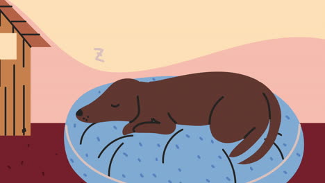 un perro lindo durmiendo en la animación de puch