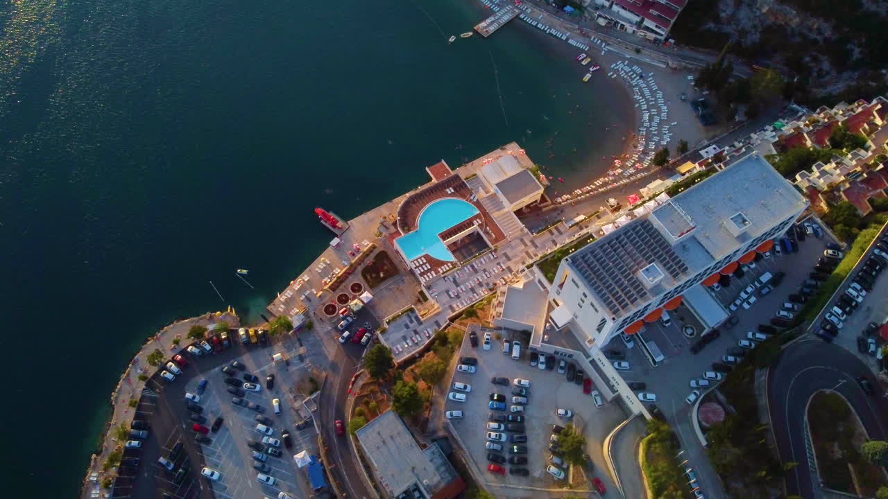 Bird's Eye View On The Tourist Resort In Neum, Bosnia and Herzegovina During Summer - drone shot