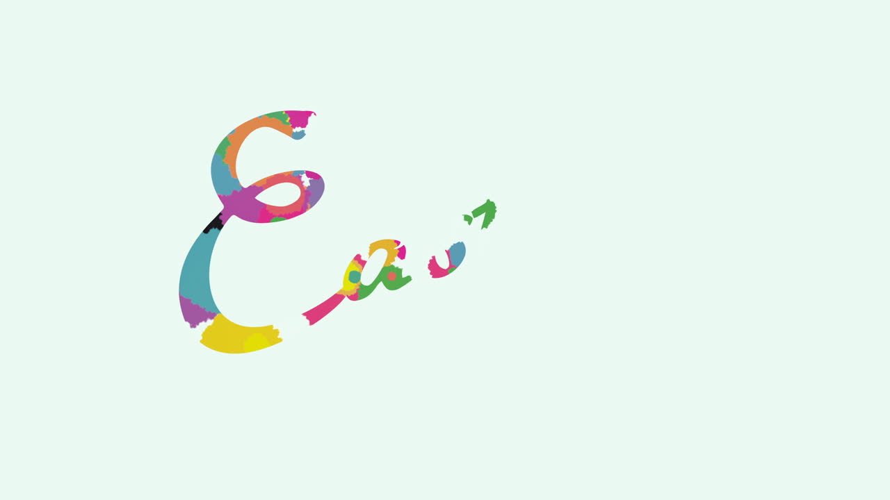 흰색 배경에 애니메이션된 근접 촬영 행복 한 부활절 텍스트